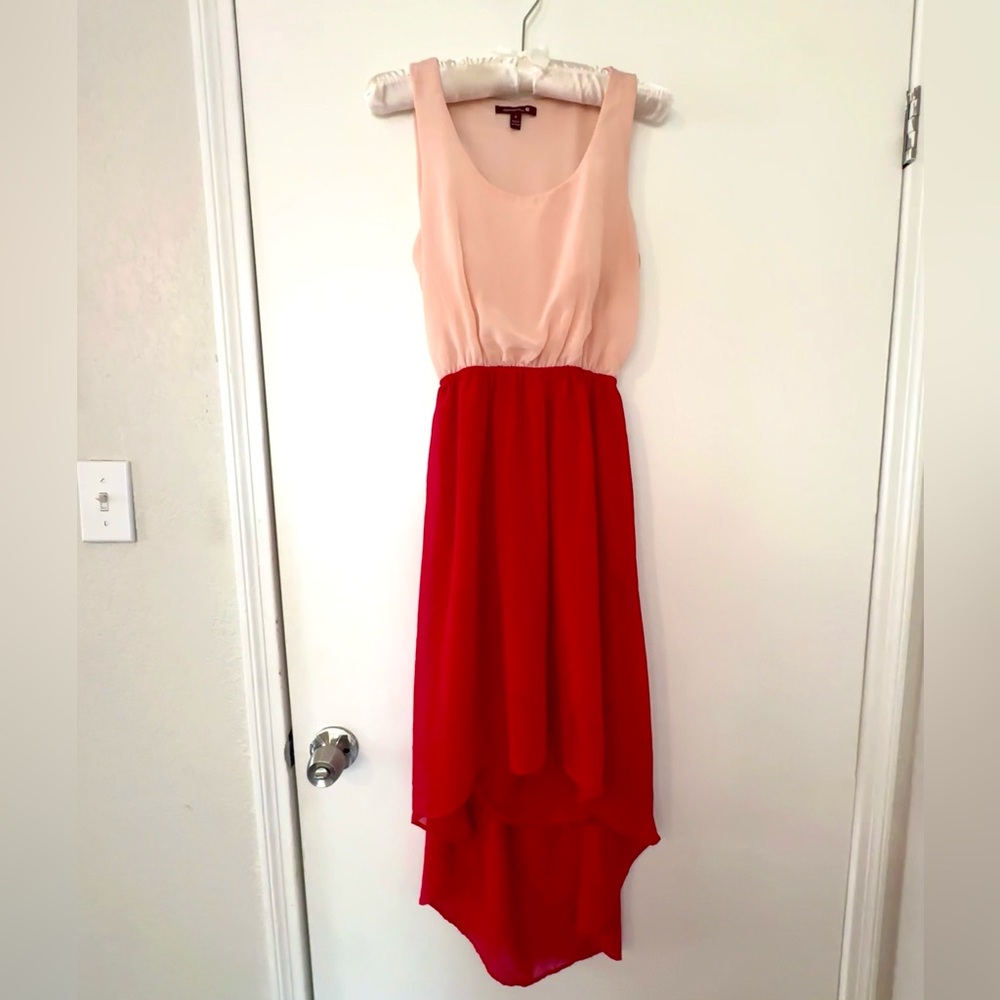 Sievergate - Asymmetrical Pink & Red midi dress (M)